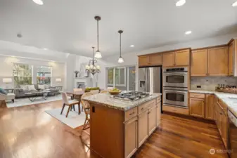 A great view of this spacious kitchen