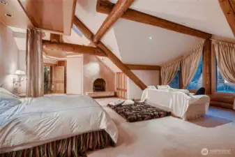 Large open primary Suite with high ceilings.