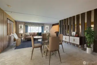 Living room, virtually staged