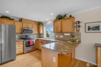 Large kitchen with eating bar