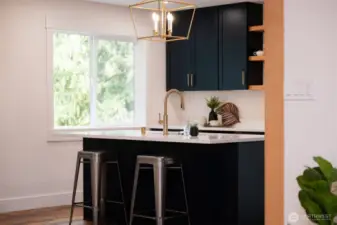 Kitchenette island on second lower level