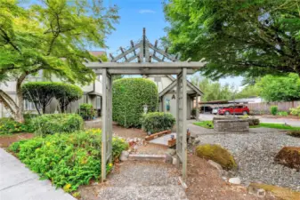 Landscaped area out front of unit