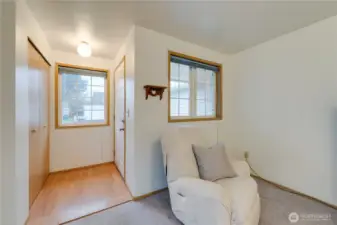 Laminate Wood Floor Entry w/Natural Light & Storage