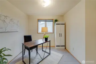 Slightly smaller, and home to the HW heater (closet)