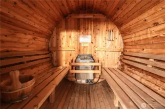 This attractive home also includes a beautiful sauna to relax in.