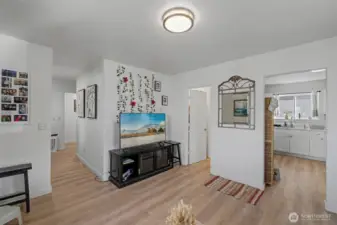 Living area Unit A and entrance to kitchen