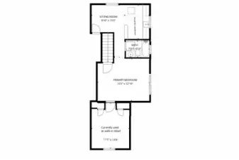 Upstairs outline sketch of layout. Measurements are appx.