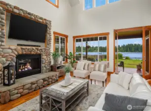 Stunning Open-concept floor plan with soaring open-bean ceilings.