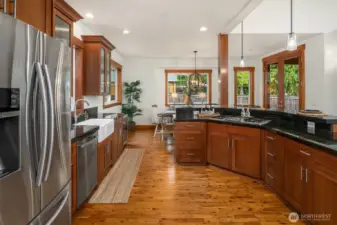 Spacious kitchen with an abundance of cabinets.