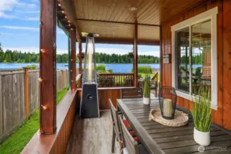 Covered Deck with outdoor fireplace and plumbed for propane BBQ