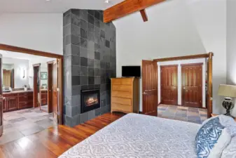Cozy up with the fireplace on a cold winter night