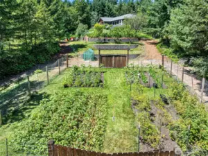 Imagine what's growing here... strawberries for one. Lots of love has gone into this garden. A fence keeps the noshers out.