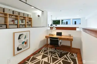 Virtually staged to demonstrate flex space