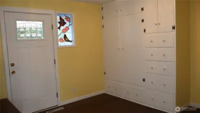 Built in cabinets in the foyer