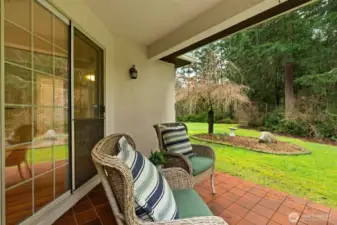 Covered patio off kitchen