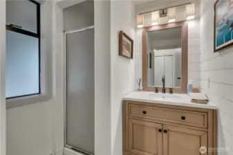 Three quarter bathroom upstairs.