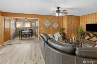 View as you enter the front door and look left into the oversized family room.