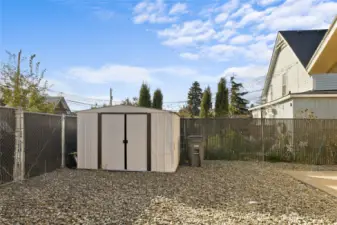 Nice shed for all the yard tools you need to be in dry storage.