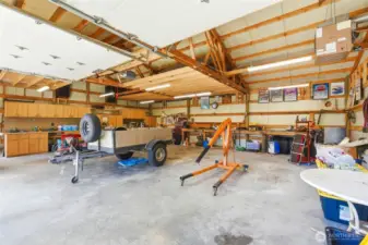 Tons of built in cabinets in the shop
