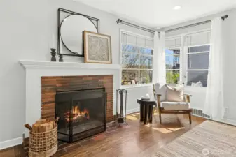 Wood burning fireplace.