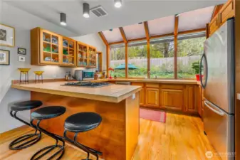 Kitchen with solarium windows.