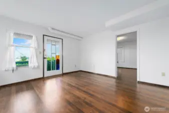 Entrance and living room for the apartment. Views from this level too!
