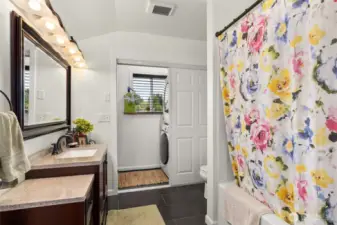 Guest bath, with laundry