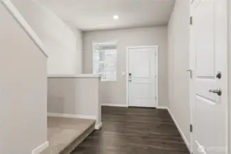 Garage entry door close to front door for easy access as well