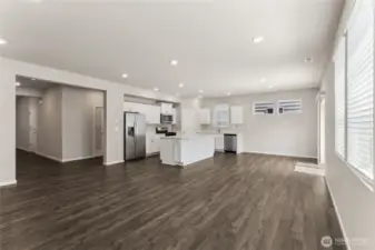 Great room/dining/kitchen open together for entertaining