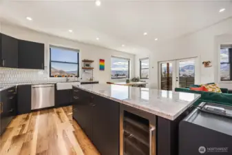 Beverage fridge in the island