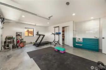 Built in dog wash station