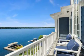 A morning espresso or a place to unwind at end the day with this comfortable deck off the primary suite.