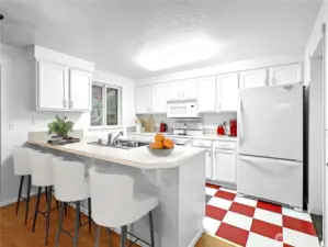Kitchen with eating space - virtually staged.
