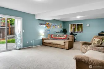 Recreational Size Family Room features Slider to the Backyard Deck!