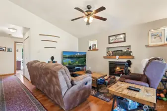 Cozy living room complete with fireplace