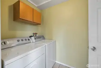 Laundry utility room off the kitchen and 4th bedroom/flex room