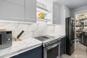 Kitchen and walk-in pantry