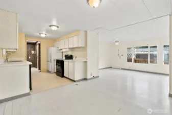 Dinning area looking into the kitchen and living room.