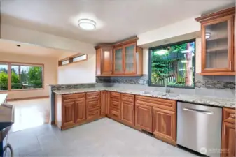 Kitchen with solar tube over head, 1 of 2 installed (2nd one in hallway)