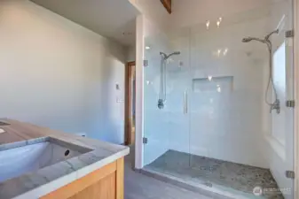 Upper ADU shower with radiant heated floors