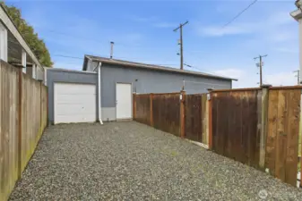 Garage access and driveway from the front of the home.