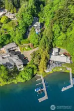 Moments from private beach access and dock. This property has the south side of dock, approximately 75' with boat lift. Over 25' deep at end of dock.