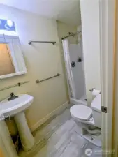 Owners added a shower to the former 1/2 bath.