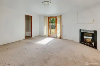 Primary bedroom with fireplace.