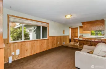 Front sitting room and kitchen