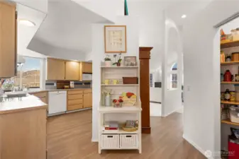 Kitchen connected to dining area and main living room