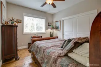 The main guest room is warm and inviting.