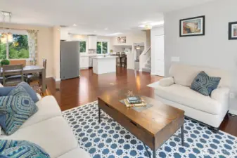 Open concept formal living/dining & kitchen