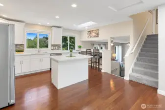 Open concept formal living/dining & kitchen