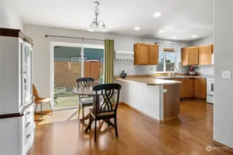 Kitchen off garage and back patio perfect for entertaining